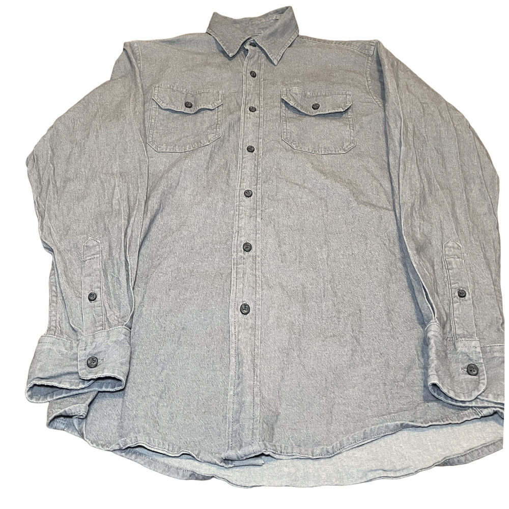 Wrangler Men's Gray Denim Shirt Comfort Flex Size S - Excellent Condition